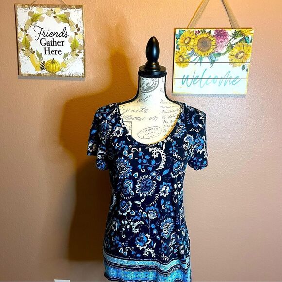 Loft blue and white paisley top - Picture 1 of 6